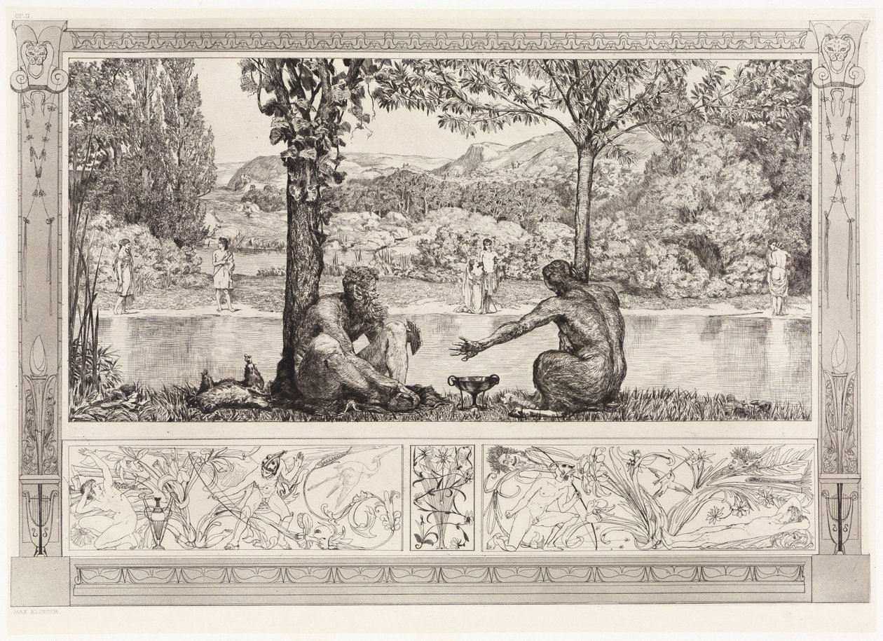 Narziss und Echo I (Rettungen Ovidischer Opfer, Opus II, Blatt 7) von Max Klinger