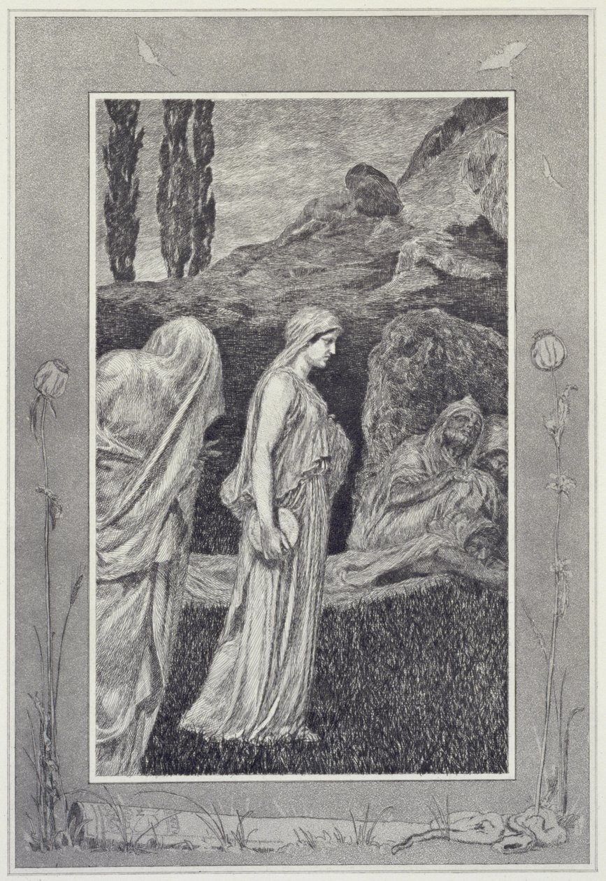 Psyche in Tartarus, Platte 39 aus der Serie „Cupid und Psyche: Opus V“ von Max Klinger