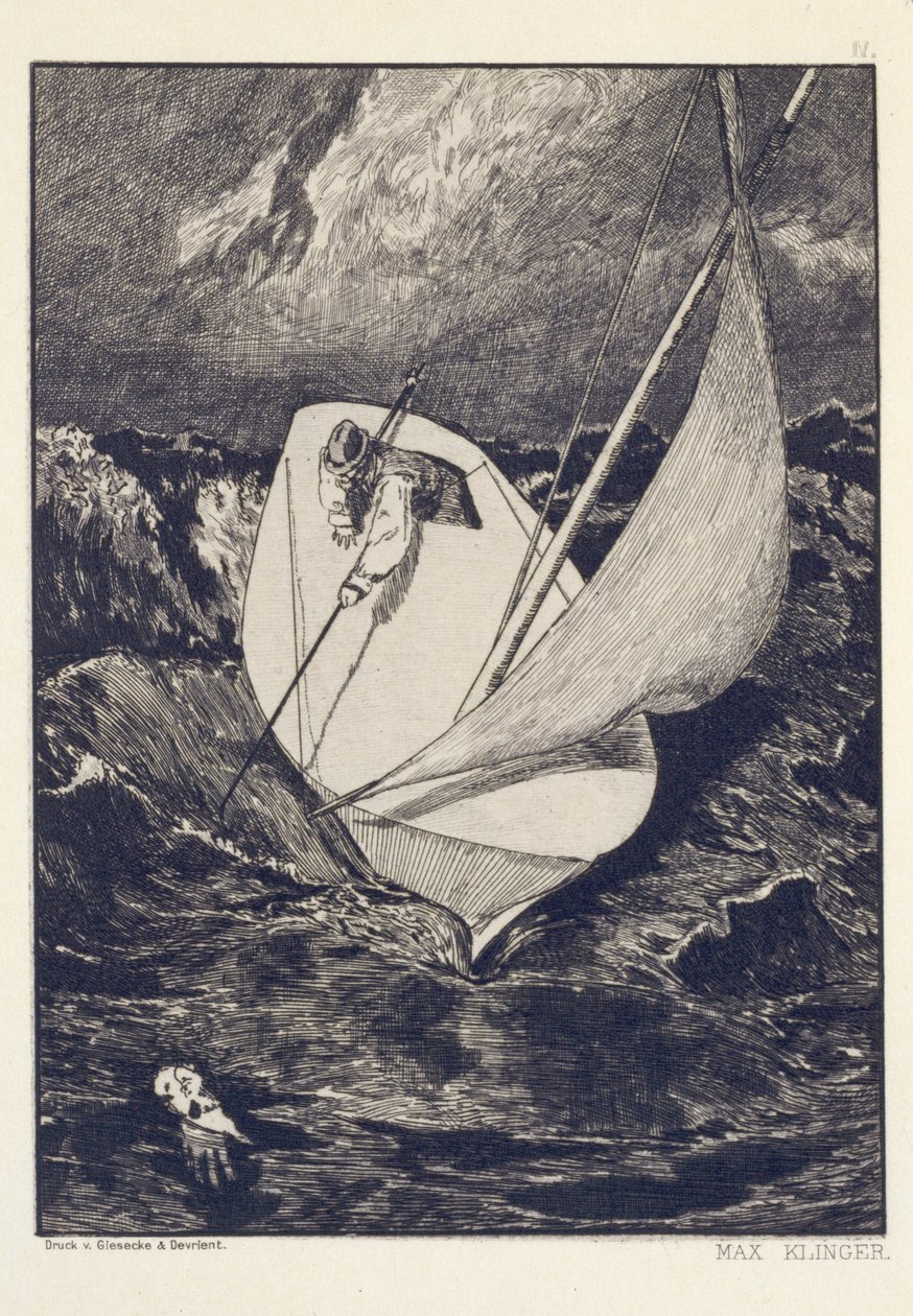 Rettung, Blatt 4 aus der Serie „Paraphrase über das Finden eines Handschuhs“ von Max Klinger