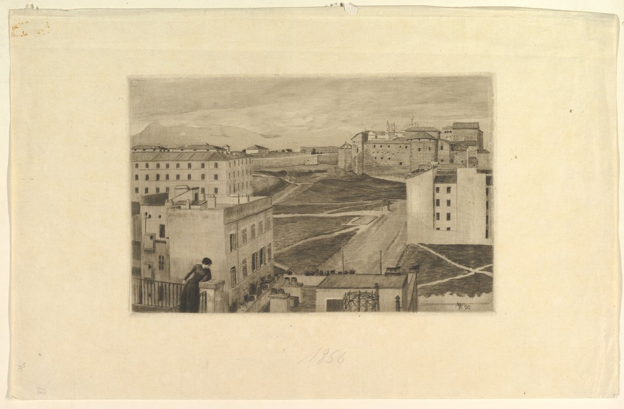 Blick aus dem Fenster des Ateliers, Rom von Max Klinger