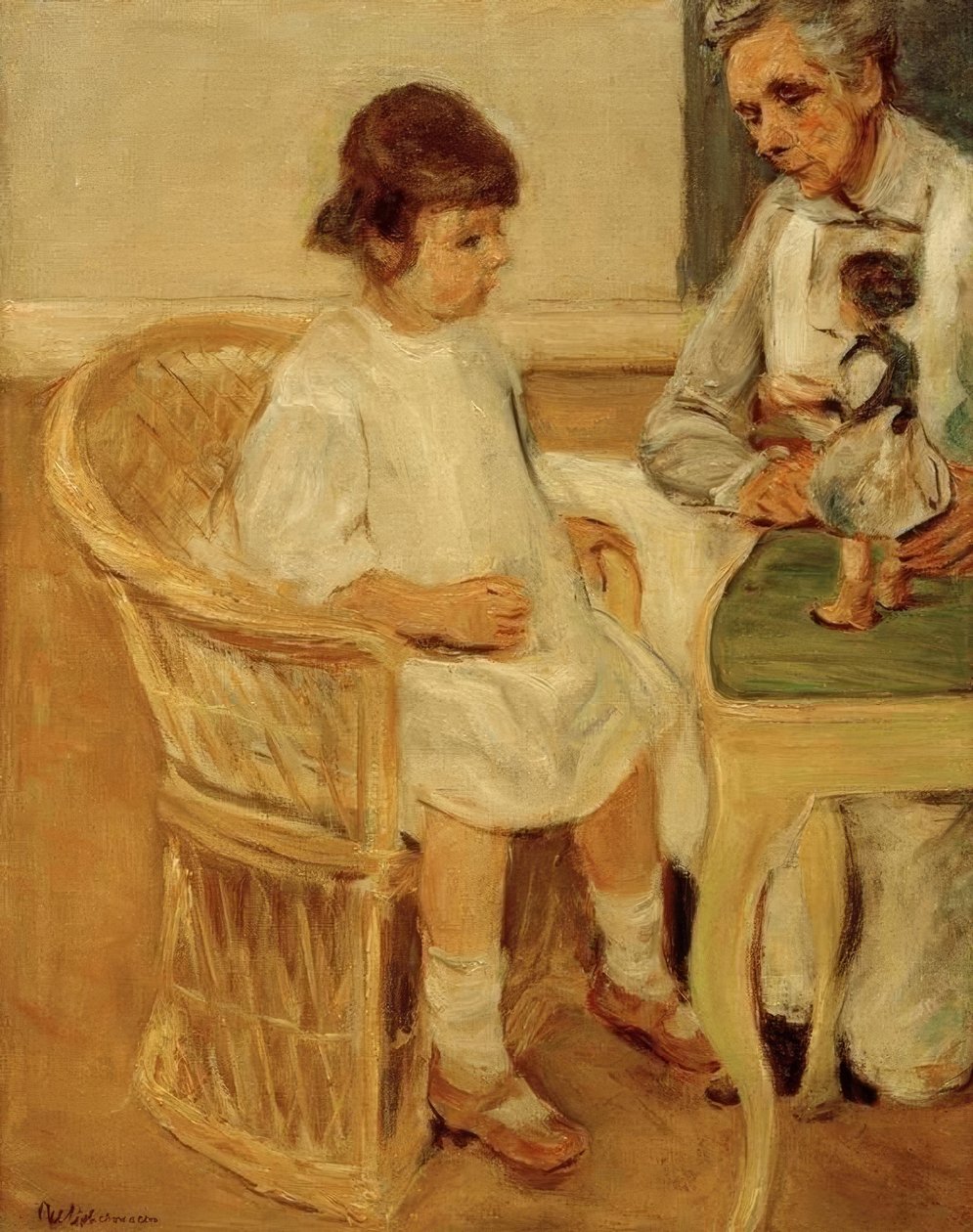 Die Enkelin des Künstlers im Korbsessel nach rechts von Max Liebermann