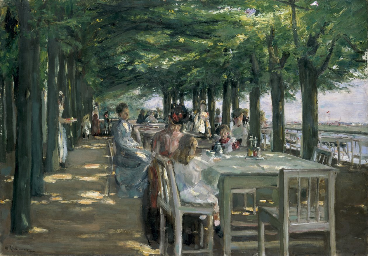 Die Terrasse im Restaurant Jacob in Nienstedten an der Elbe von Max Liebermann