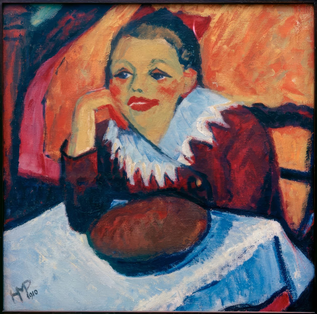 Rotes Mädchen am Tisch von Max Pechstein: Kunstdruck kaufen