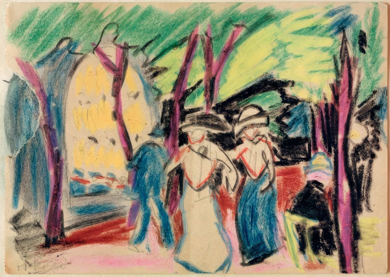 Spaziergänger im Park von Max Pechstein