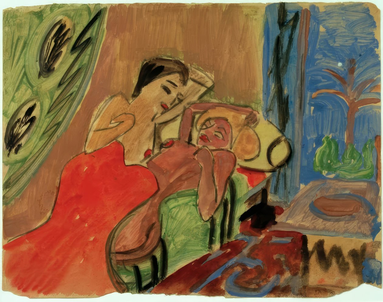 Zwei liegende Akte von Max Pechstein