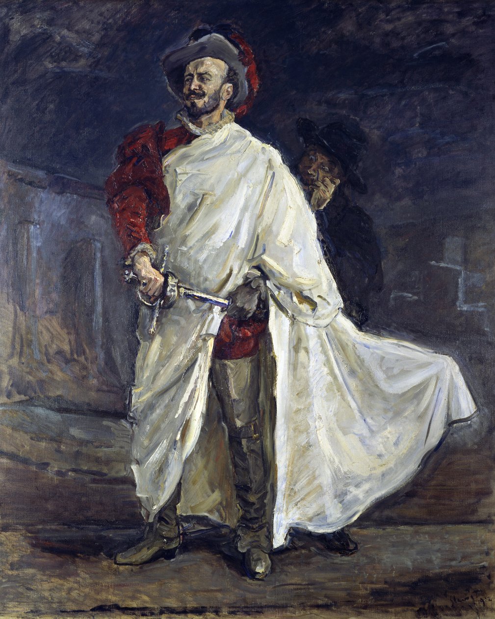 Don Juan mit Leporello auf dem Kirchhof, die Statue des Komturs verspottend von Max Slevogt