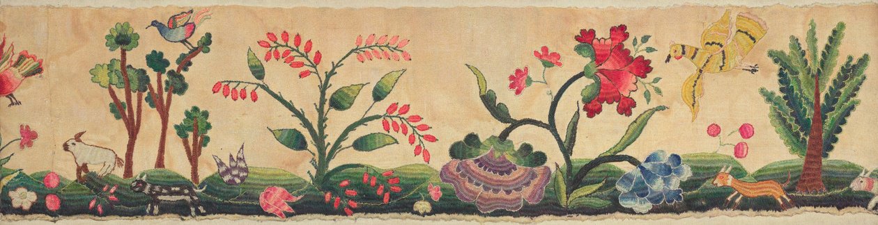 Abschnitt einer Crewel-Stickerei am Rand eines Petticoats von Max Slevogt