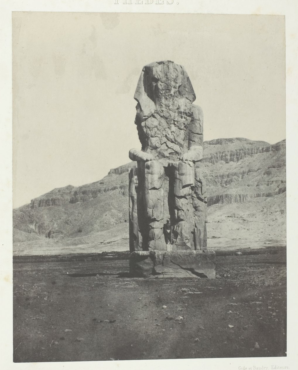 Gournah, Monolithkoloss von Amenophis III., Theben, 1849-51, gedruckt 1852 von Maxime Du Camp