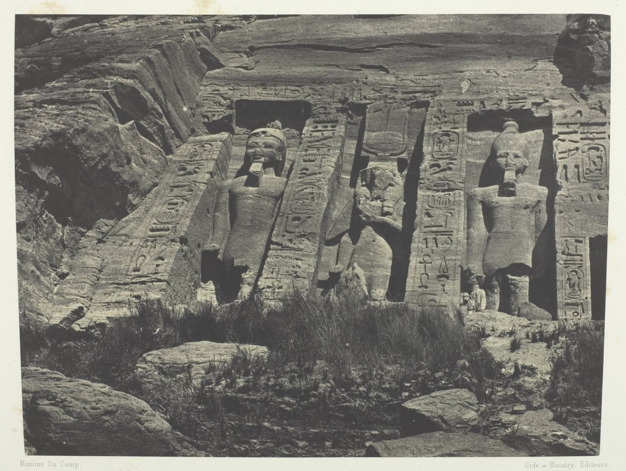 Ibsamboul, südlicher Teil des Spéos von Hathor; Nubien, Tafel 110 aus dem Album "Ägypten, Nubien, Palästina und Syrien" (1852) von Maxime Du Camp