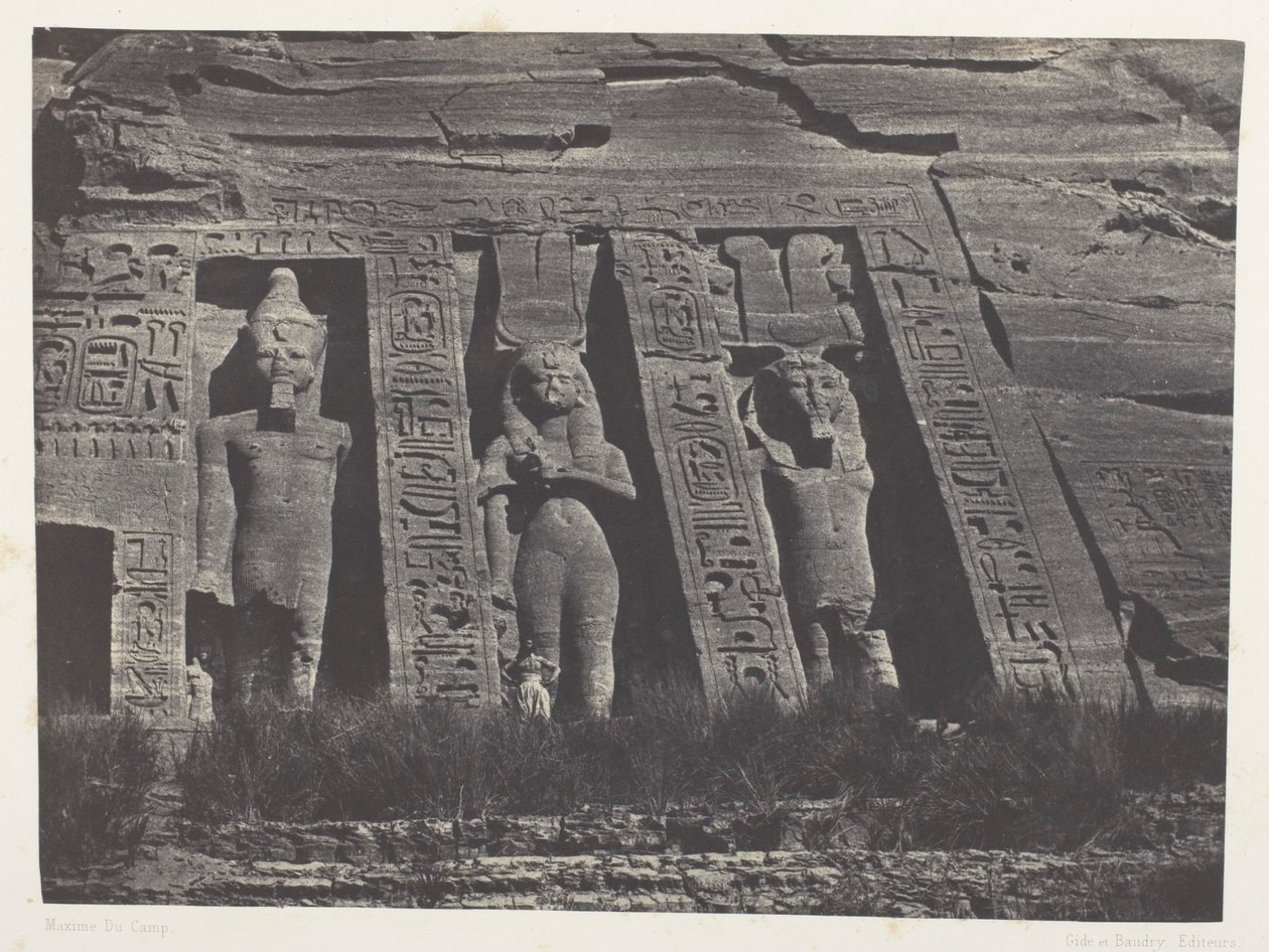 Ibsamboul, nördlicher Teil des Hathor-Tempels; Nubien, Tafel 108 aus dem Album "Ägypten, Nubien, Palästina und Syrien" (1852) von Maxime Du Camp