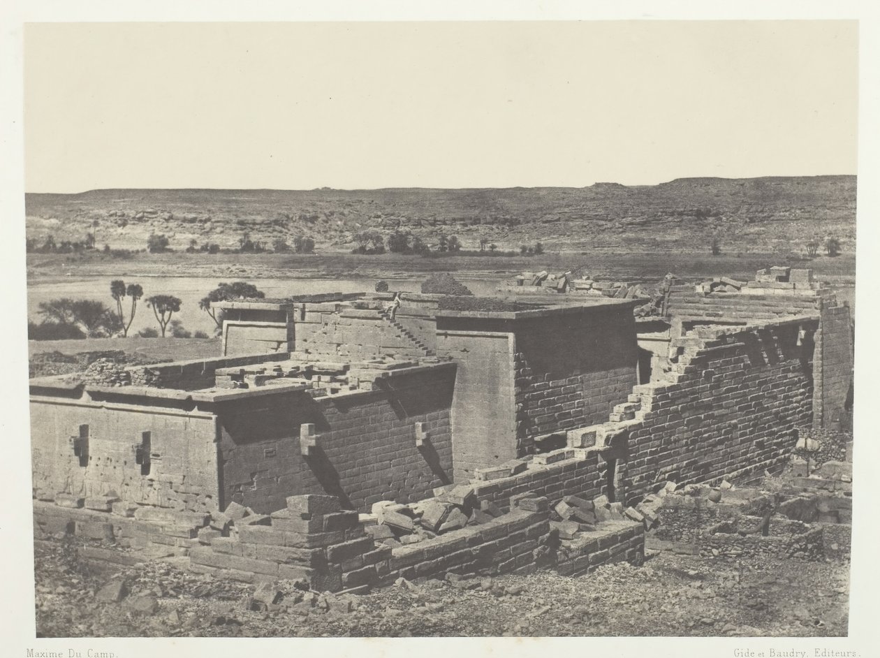 Kalabscheh, Gesamtansicht des Tempels von Kalabscheh Talmis, Nubien, 1849-51, gedruckt 1852 von Maxime Du Camp