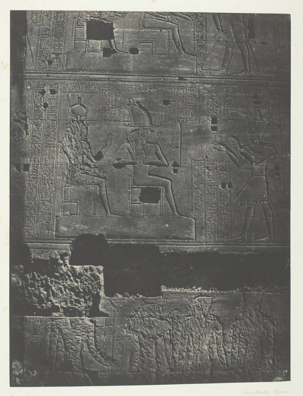 Westliche Mauer, Großer Tempel der Isis in Philae, Nubien, 1849-51, gedruckt 1852 von Maxime Du Camp