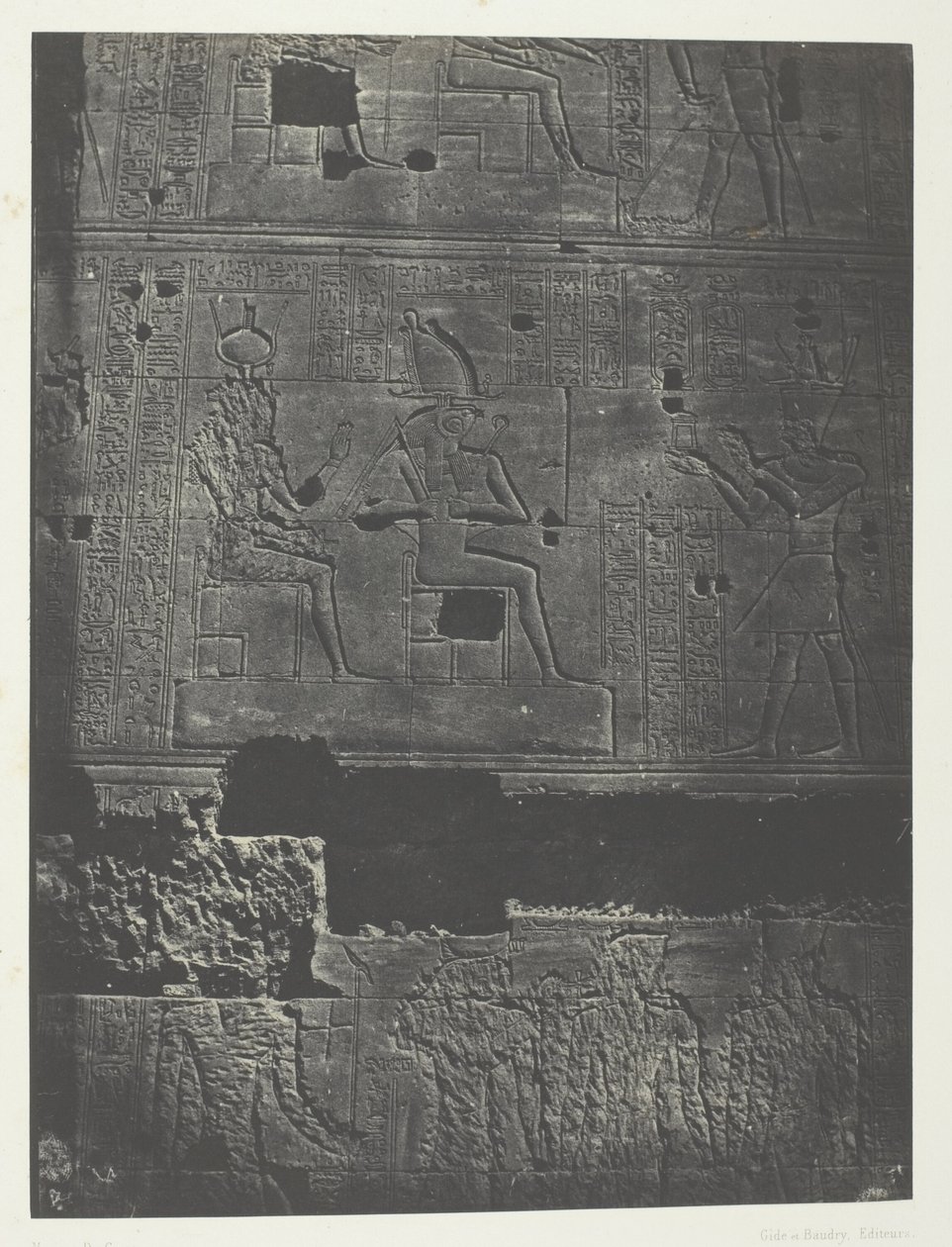 Westliche Mauer, Großer Tempel der Isis in Philae; Nubien, Tafel 78 aus dem Album "Ägypten, Nubien, Palästina und Syrien" (1852) von Maxime Du Camp