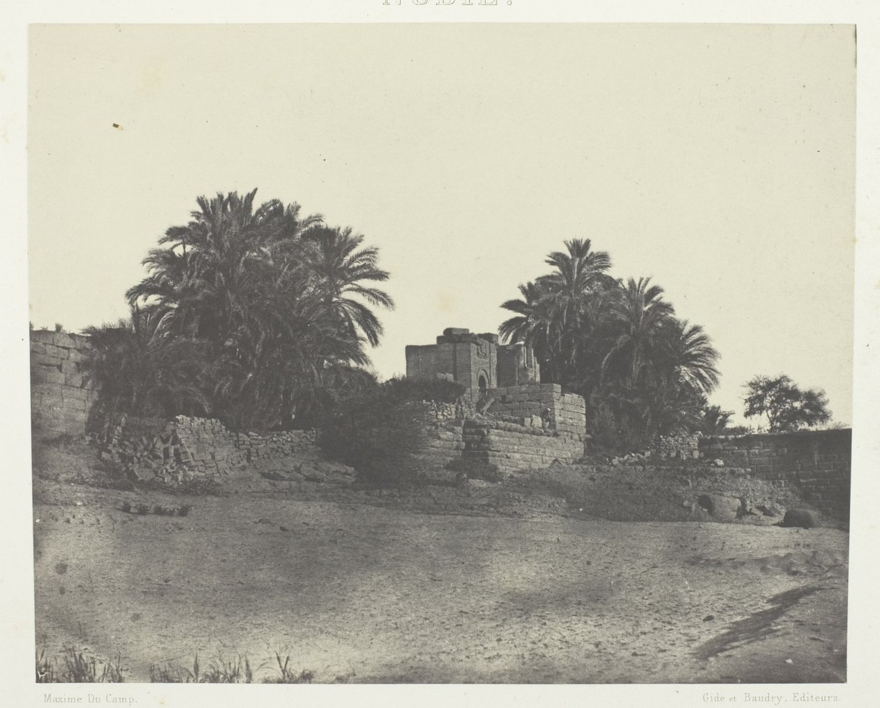 Ruinen einer römischen Befestigung, Philoe; Nubien, Tafel 71 aus dem Album "Ägypten, Nubien, Palästina und Syrien" (1852) von Maxime Du Camp