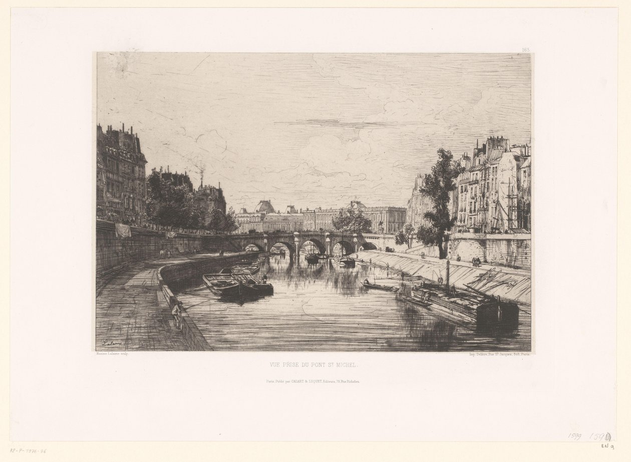 Ansicht der Pont Saint-Michel in Paris von Maxime François Antoine Lalanne