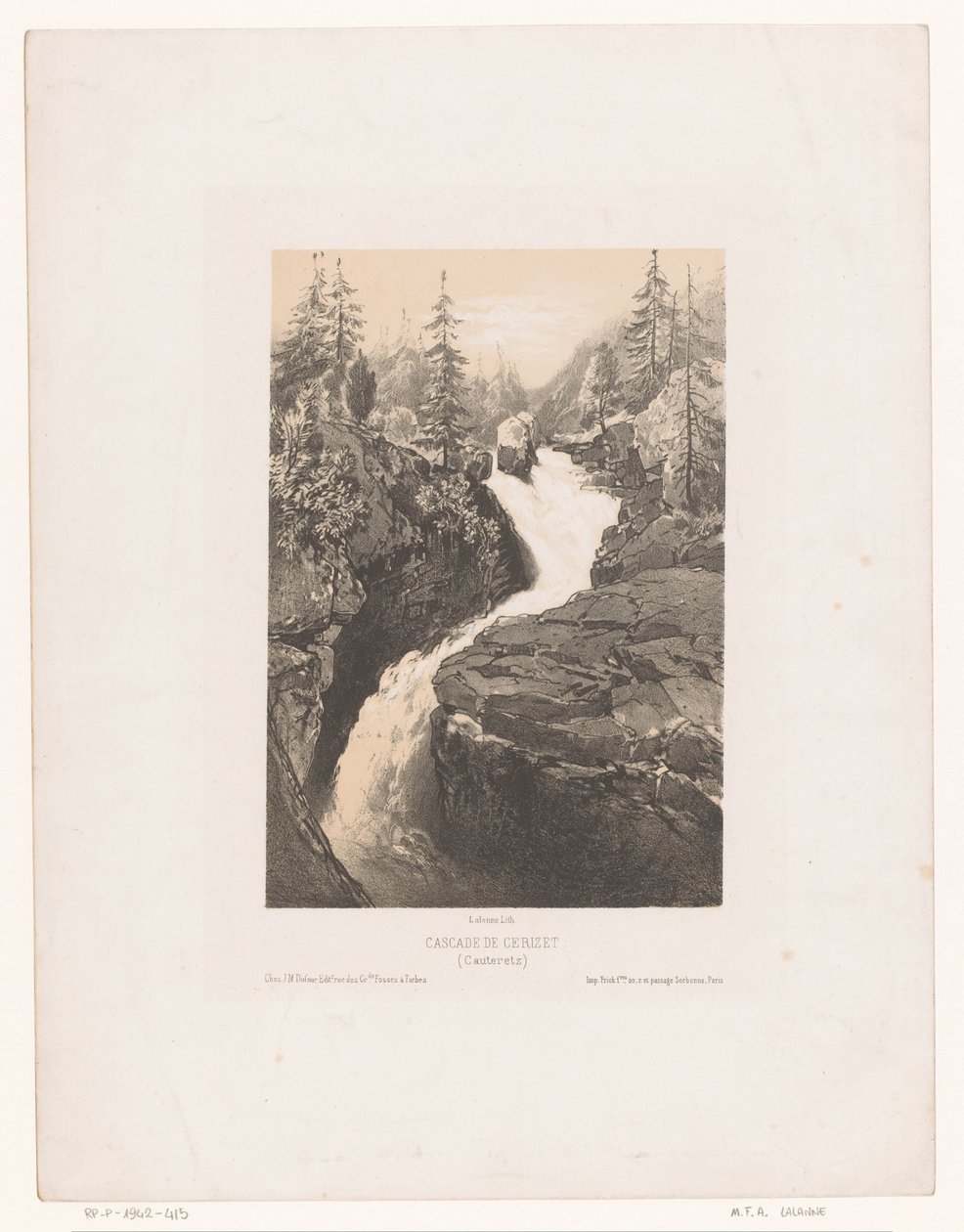 Blick auf den Wasserfall von Cerisey bei Cauterets von Maxime François Antoine Lalanne
