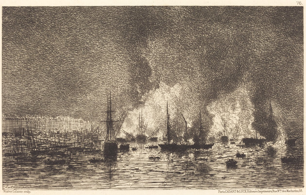 Brand im Hafen von Bordeaux von Maxime Lalanne