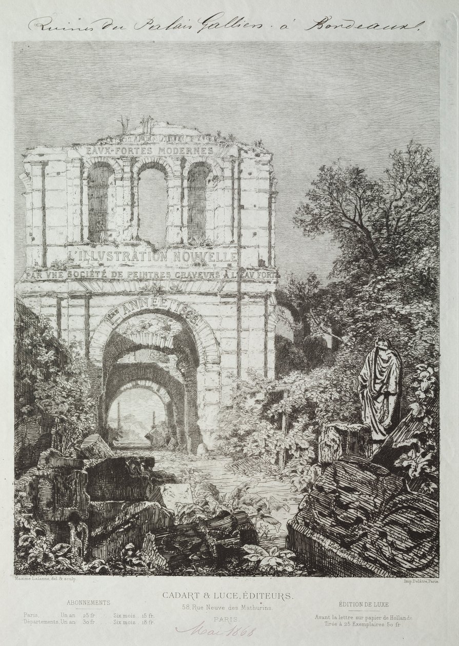 Ruinen des Gallien-Palastes in Bordeaux, 1866-1868 von Maxime Lalanne