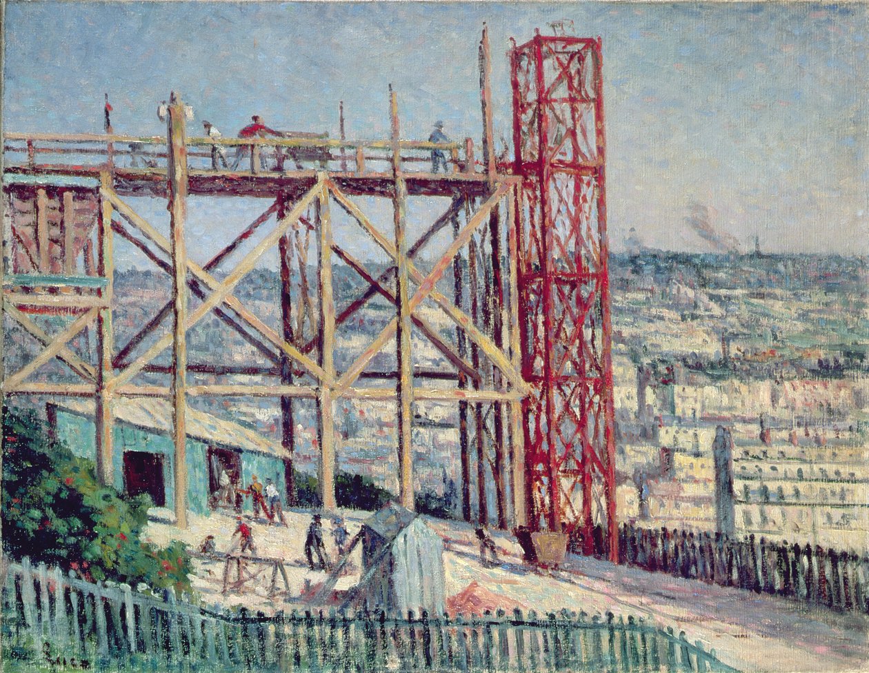 Der Bau des Sacre Coeur, um 1900 von Maximilien Luce