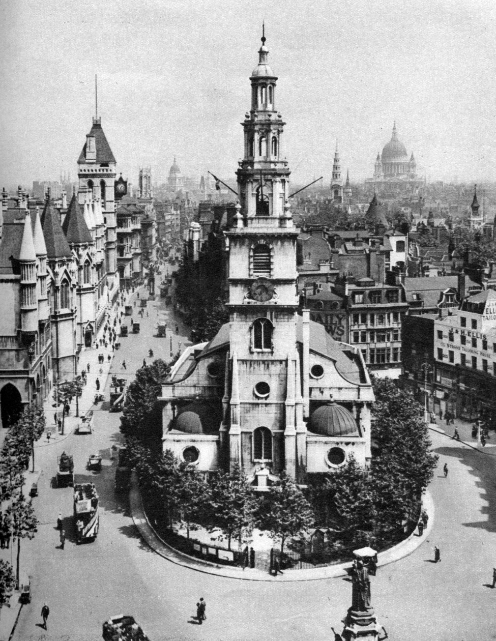 Kirche St. Clement Danes, der Strand und die Fleet Street vom Australia House, London, 1926-1927 von McLeish