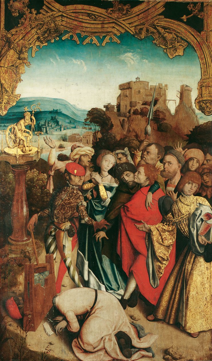 Martyrium der Heiligen Cantius, Cantianus und Cantianilla (Innenseite); Auferstehung Christi (Außenseite) von Meister des Krainburger Altars