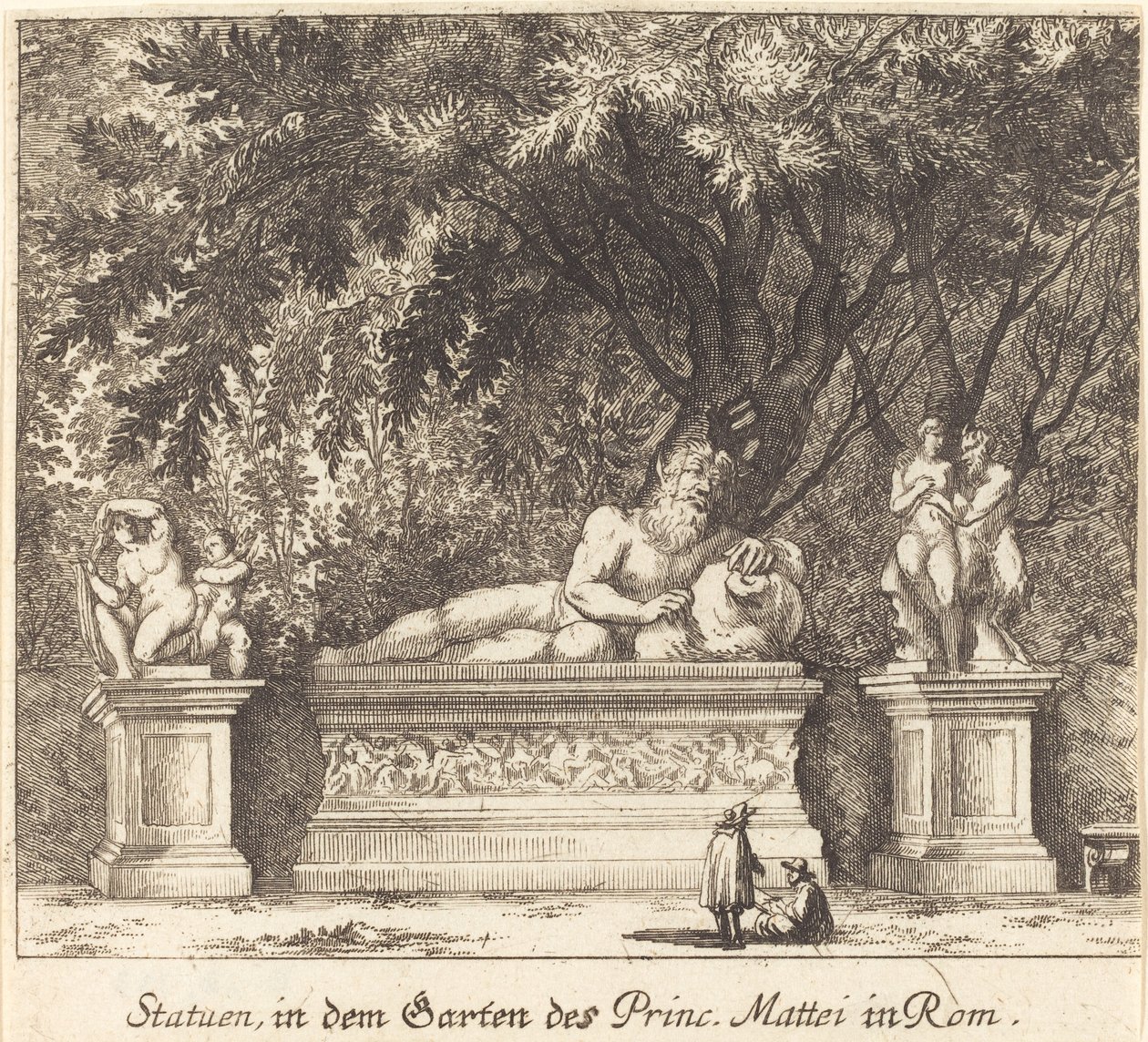 Gärten des Prinzen Mattei, Rom von Melchior Küsel after Johann Wilhelm Baur