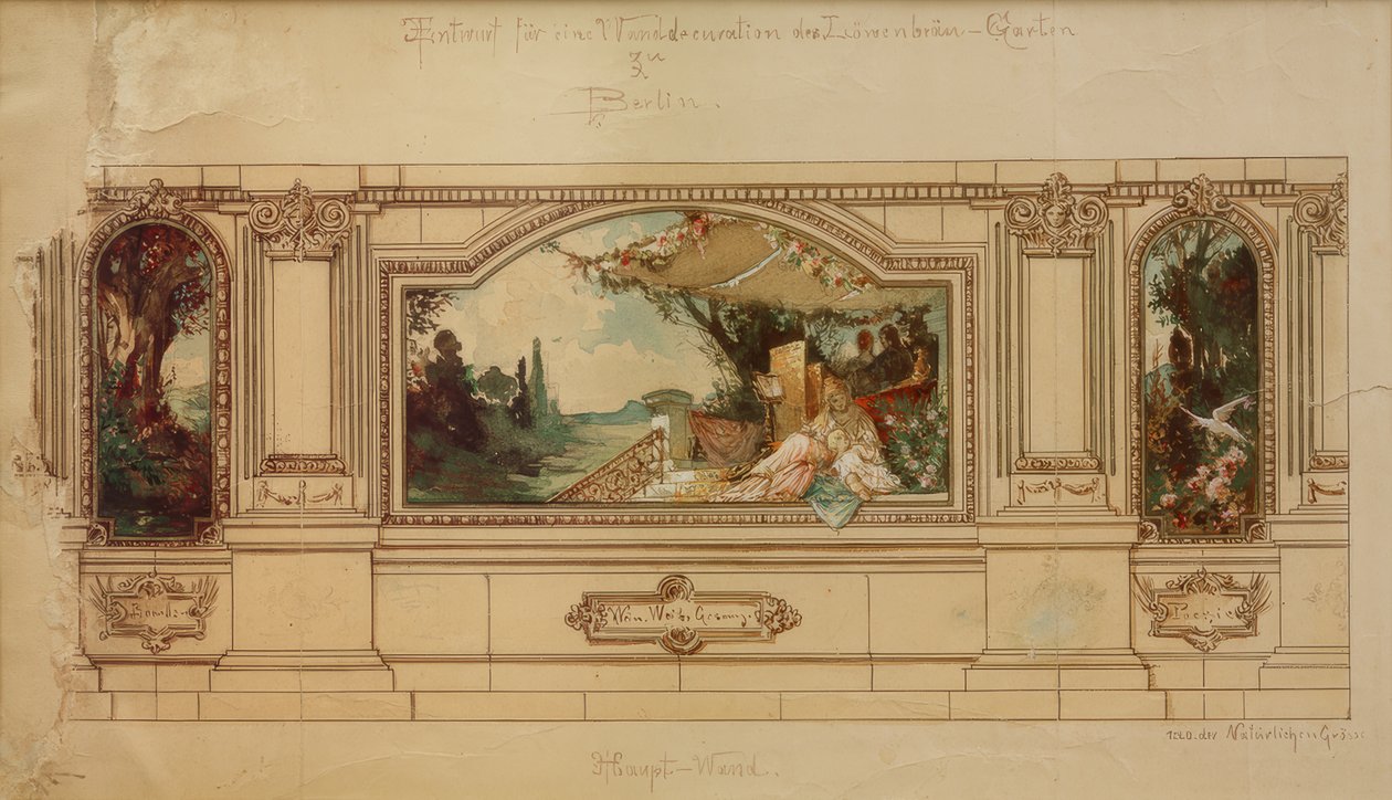 Entwurf für eine Wanddekoration des Löwenbräu-Gartens zu Berlin von Melchior Lechter