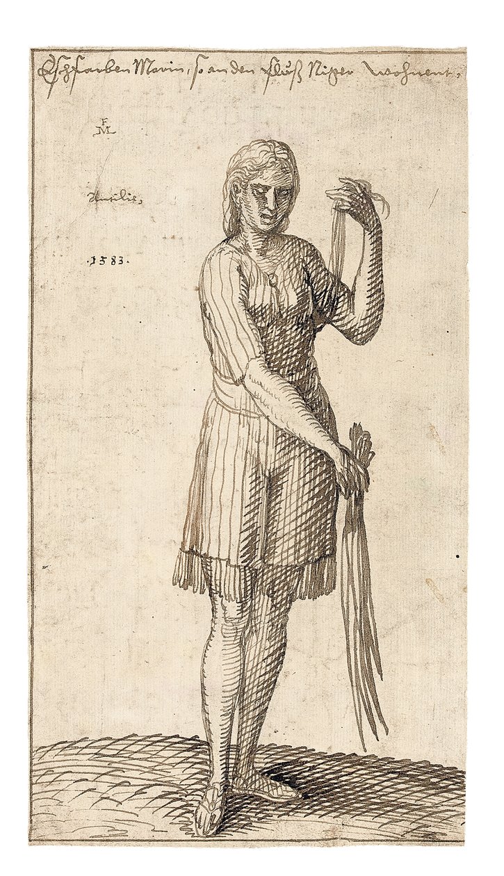 Eine nigerianische Frau hält Schilfrohre, 1583 von Melchior Lorck