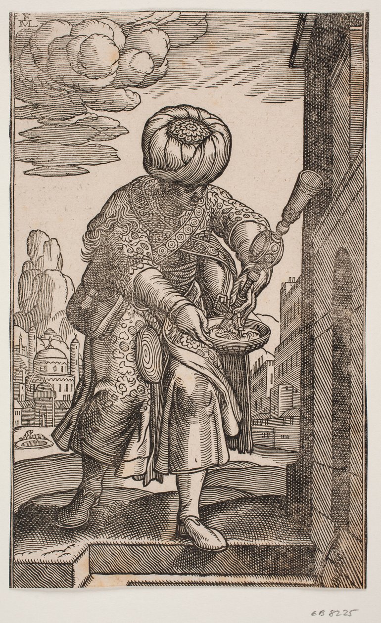 Ein Saquatz mit seinem Wassersack unter dem Arm von Melchior Lorck