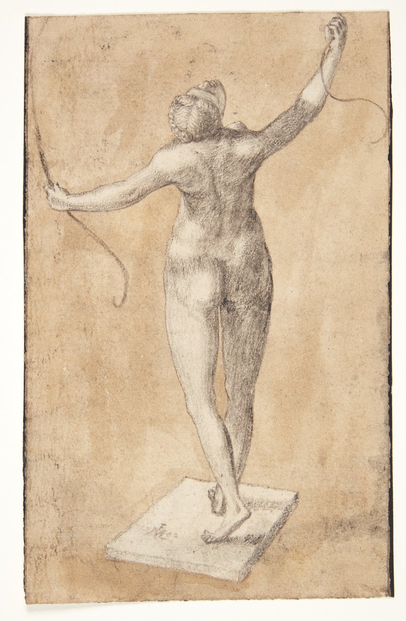 Studie einer nackten Frau von hinten gesehen von Melchior Lorck