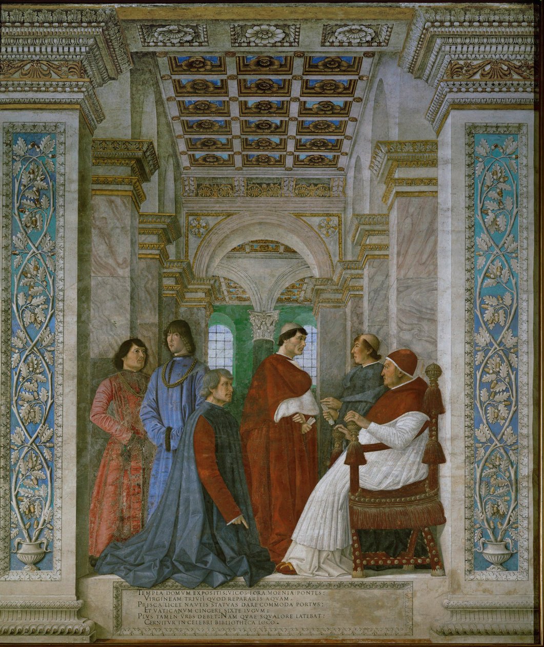Papst Sixtus IV. Rovere und Bartolommeo Platina von Melozzo da Forli