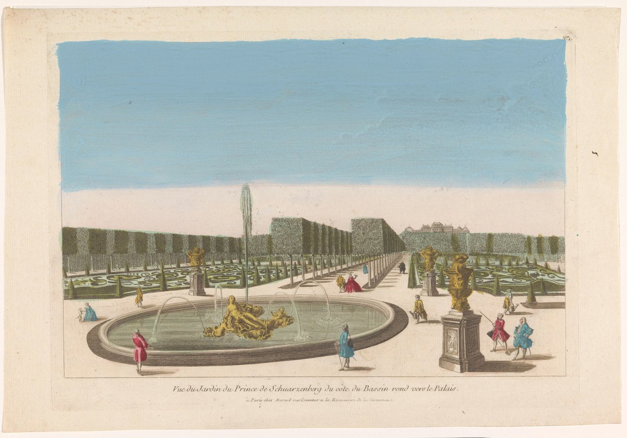 Ansicht des Brunnens im Garten des Palais Schwarzenberg in der Nähe von Wien von Mesard