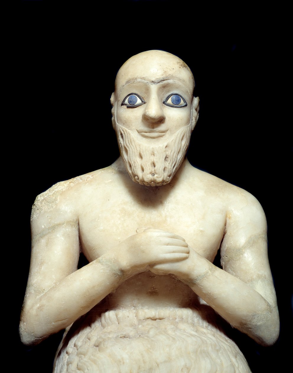 Kunst Mesopotamien: Statue des Verwalters Ebih-il. Skulptur aus Alabaster, Muschel, Lapislazuli und Schiefer, um 2500 v. Chr. (Sumerische Periode, um 2900-2200 v. Chr.). Aus Mari. Höhe: 0,525 m. Paris, Louvre Museum von Mesopotamian