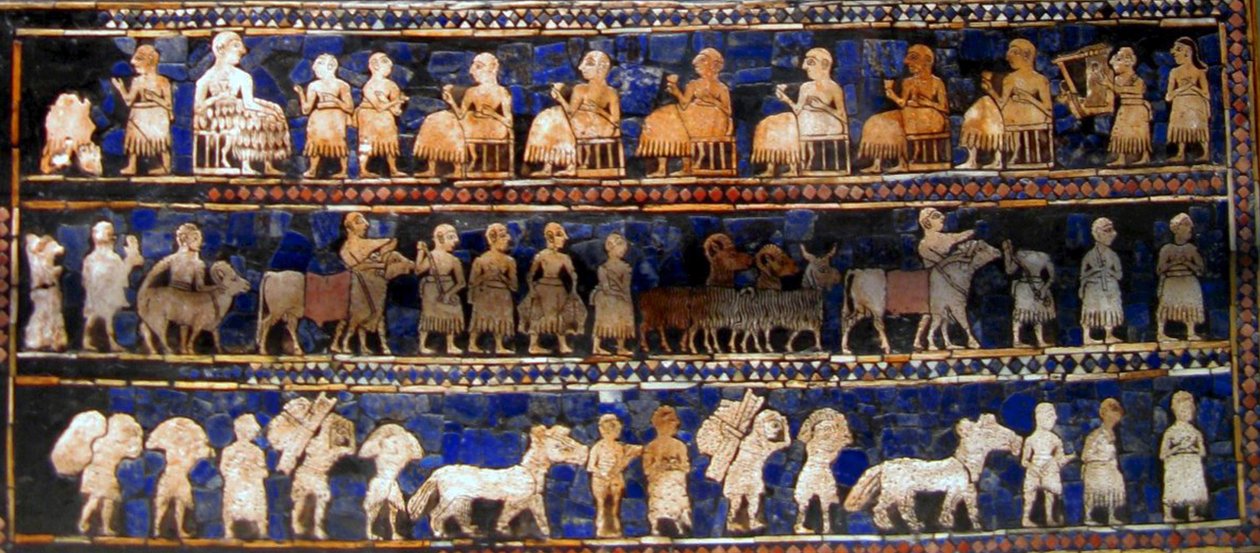 Das 'Friedens'-Panel vom 'Standard von Ur', ca. 2600-2400 v. Chr.