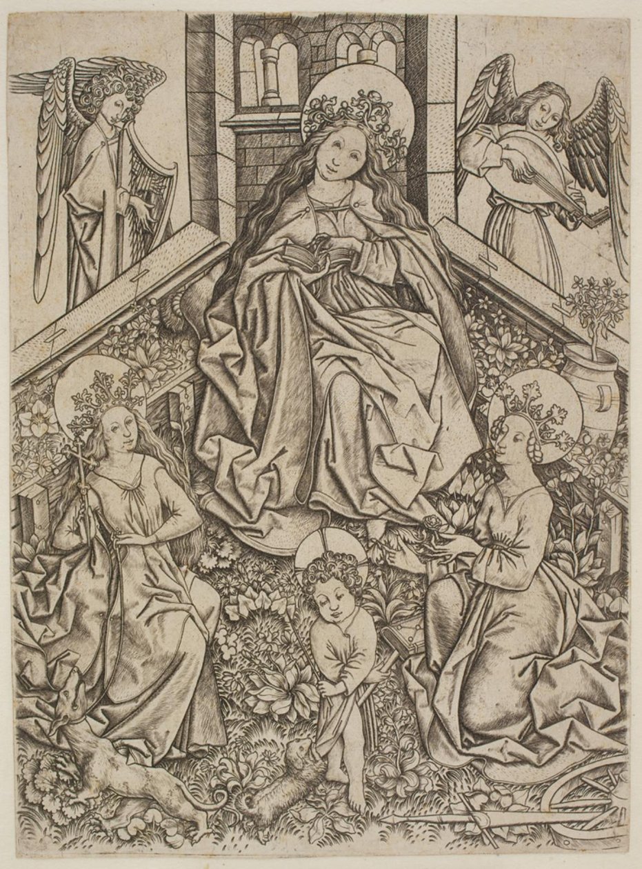 Maria mit Jesuskind, Die Heilige Margarete und Die Heilige Katharina von Mester ES
