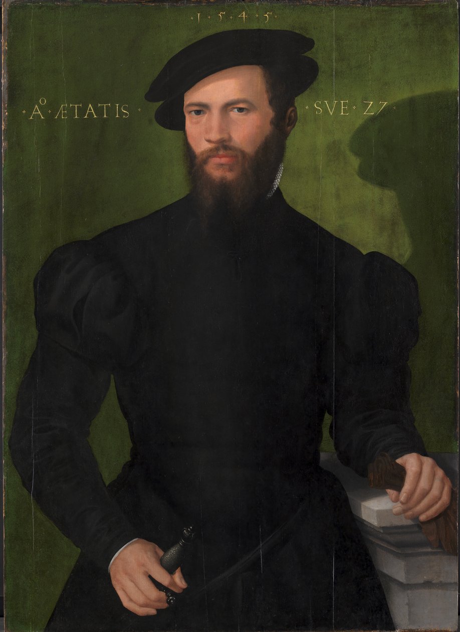 Porträt eines Gentlemans im Alter von 27 Jahren von Mesteren fra 1540