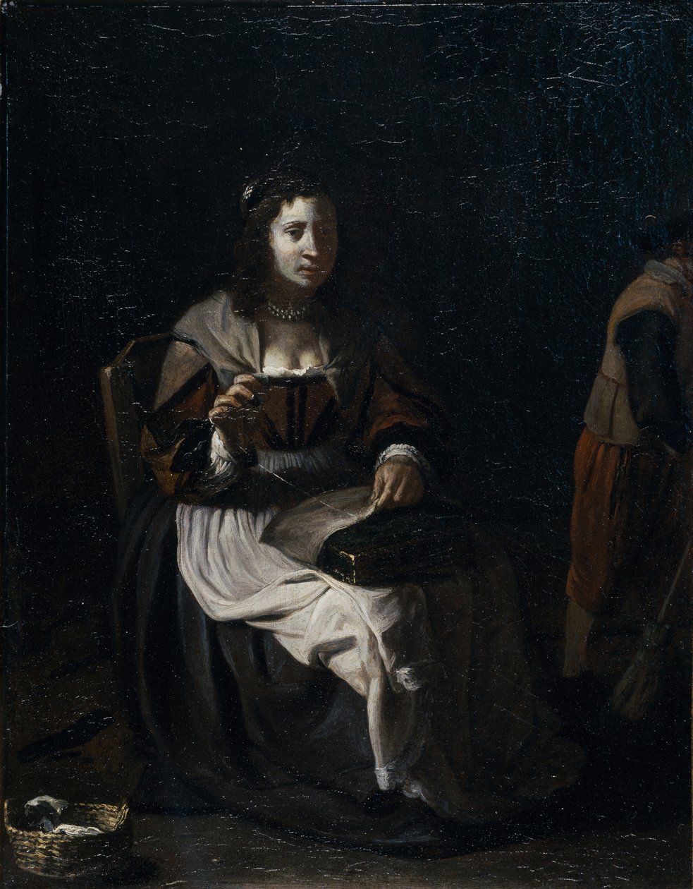 Eine Frau beim Nähen von Michael (attr. to) Sweerts