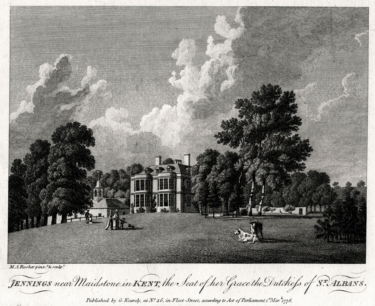 Jennings bei Maidstone in Kent, der Sitz Ihrer Gnaden der Herzogin von St. Albans von Michael Angelo Rooker