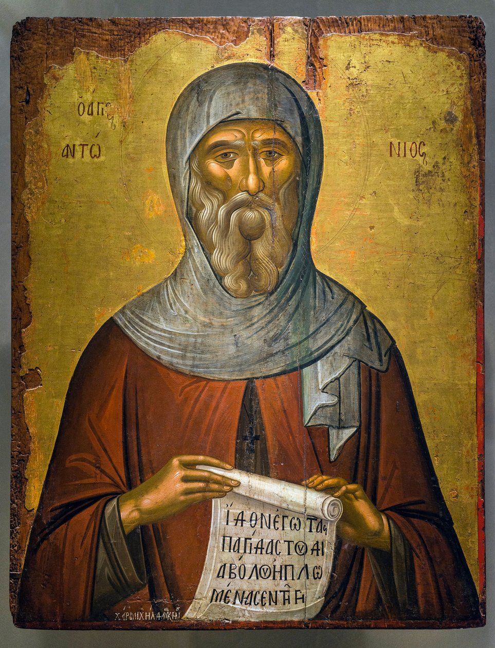 Porträt von Antonius dem Großen (Antonius), Ikone gemalt von Michael Damaskenos (Mikhail Damaskine) von Michael Damaskinos