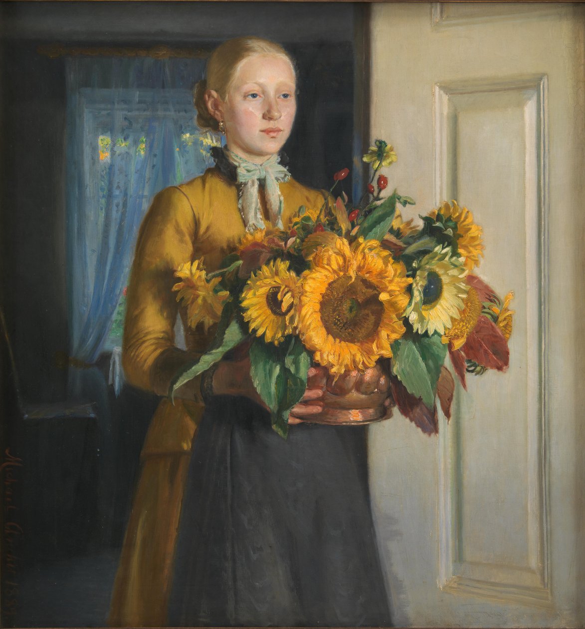 Das Mädchen mit den Sonnenblumen von Michael Peter Ancher