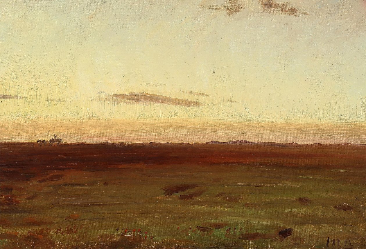 Blick auf Wiese und Dünen in der Abendsonne von Michael Peter Ancher
