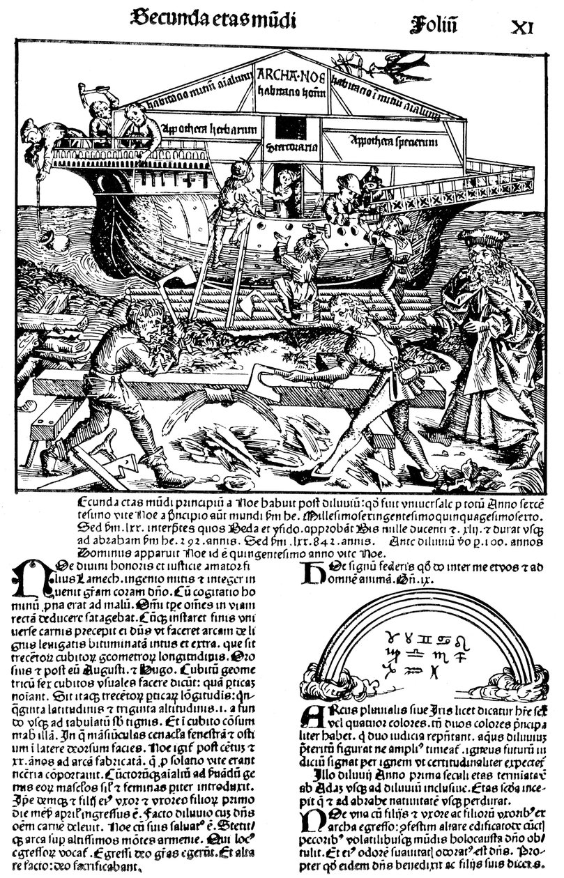 Seite aus dem Buch Die Nürnberger Chronik, von Hartmann Schedel, 1493 von Michael Wolgemut