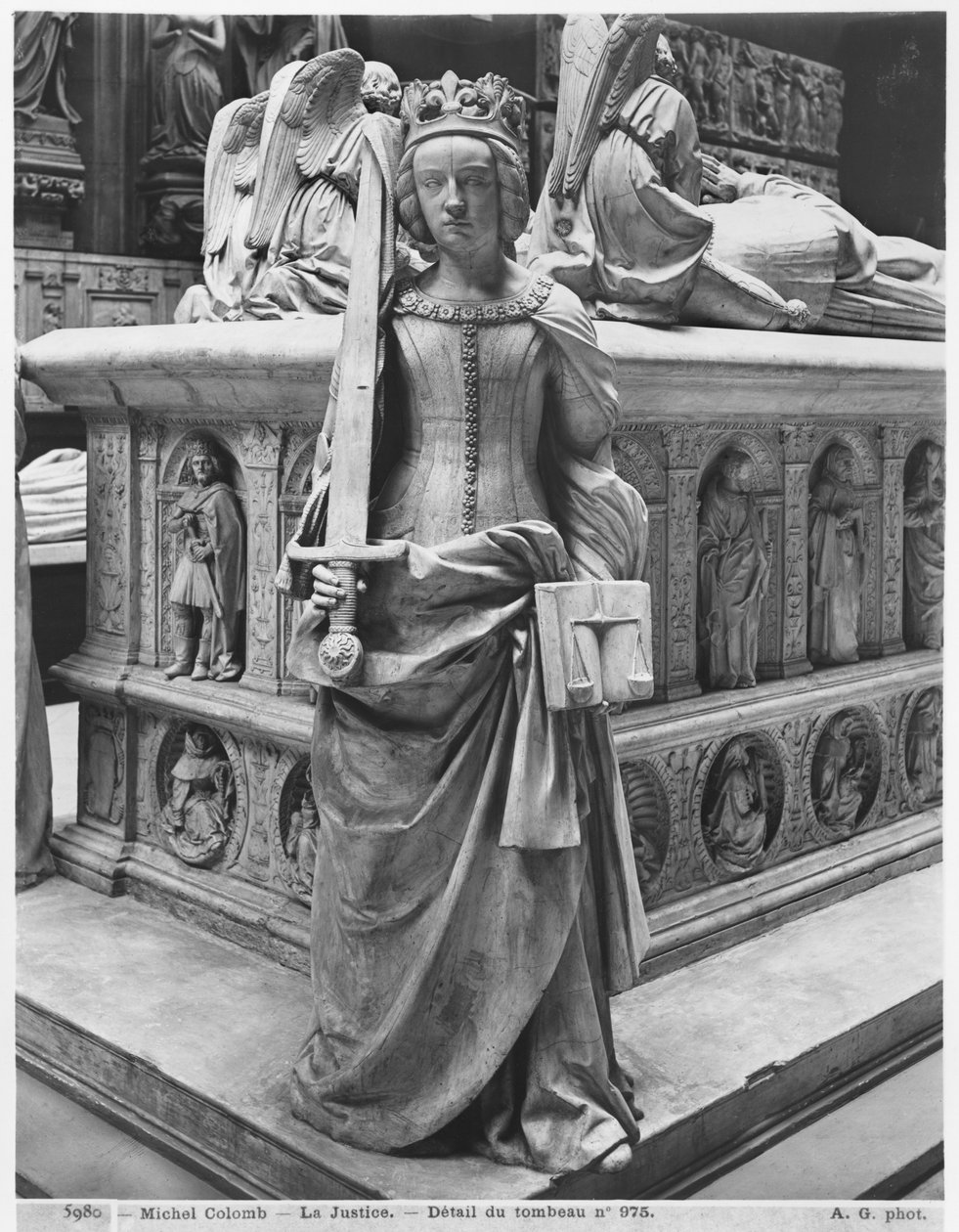 Nantes, Kathedrale St. Peter und St. Paul, Grabmal von Franz II., Herzog der Bretagne und Marguerite de Foix, Detail der Gerechtigkeit, 1502-07 von Michel Colombe