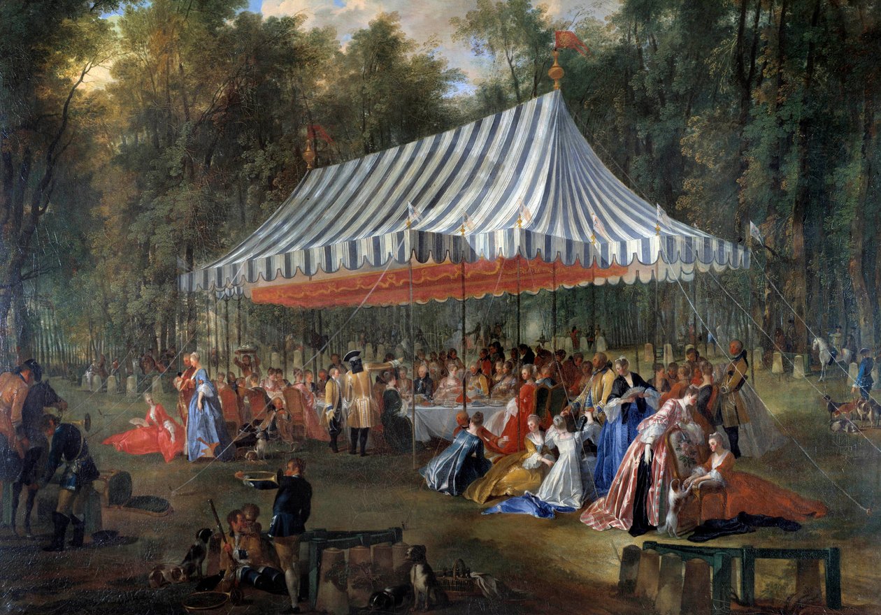 Fest gegeben von Louis Francois Joseph de Bourbon, Prinz von Conti, für den Erbprinzen Charles Guillaume Ferdinand von Braunschweig Lüneburg von Michel Barthelemy Ollivier or Olivier