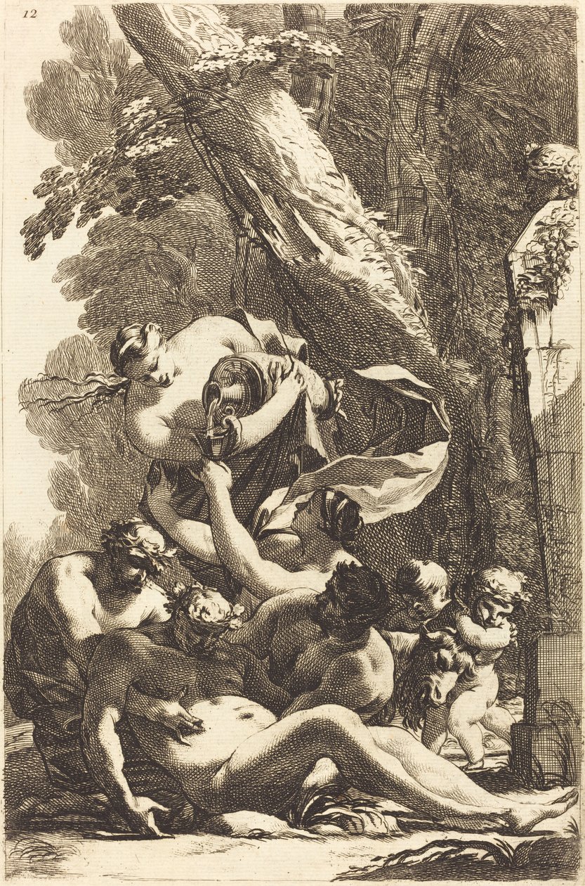 Betrunkener Silenus, unterstützt von zwei Faunen von Michel Dorigny