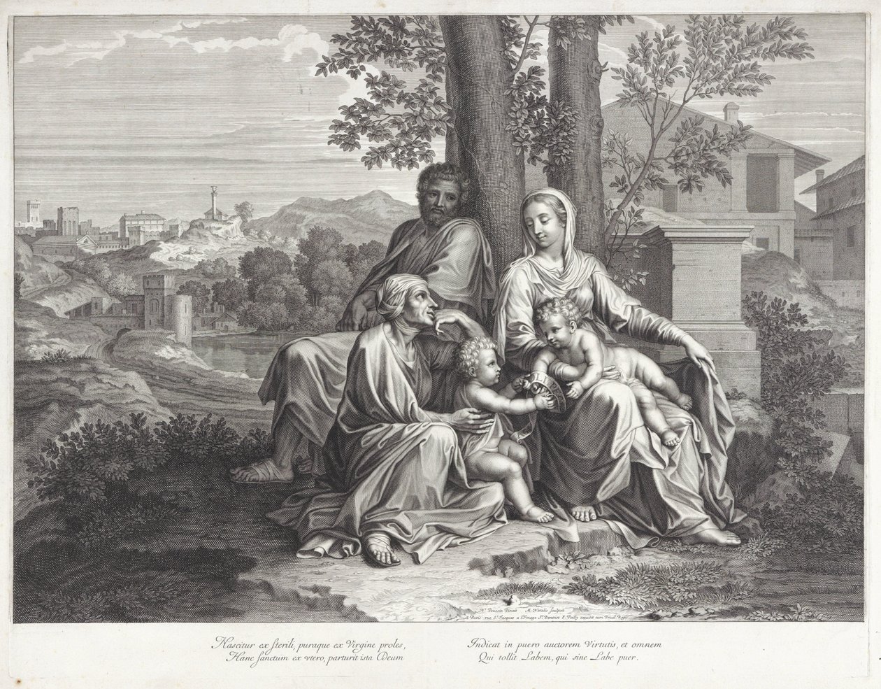 Heilige Familie mit Elisabeth und Johannes dem Täufer von Michel Natalis