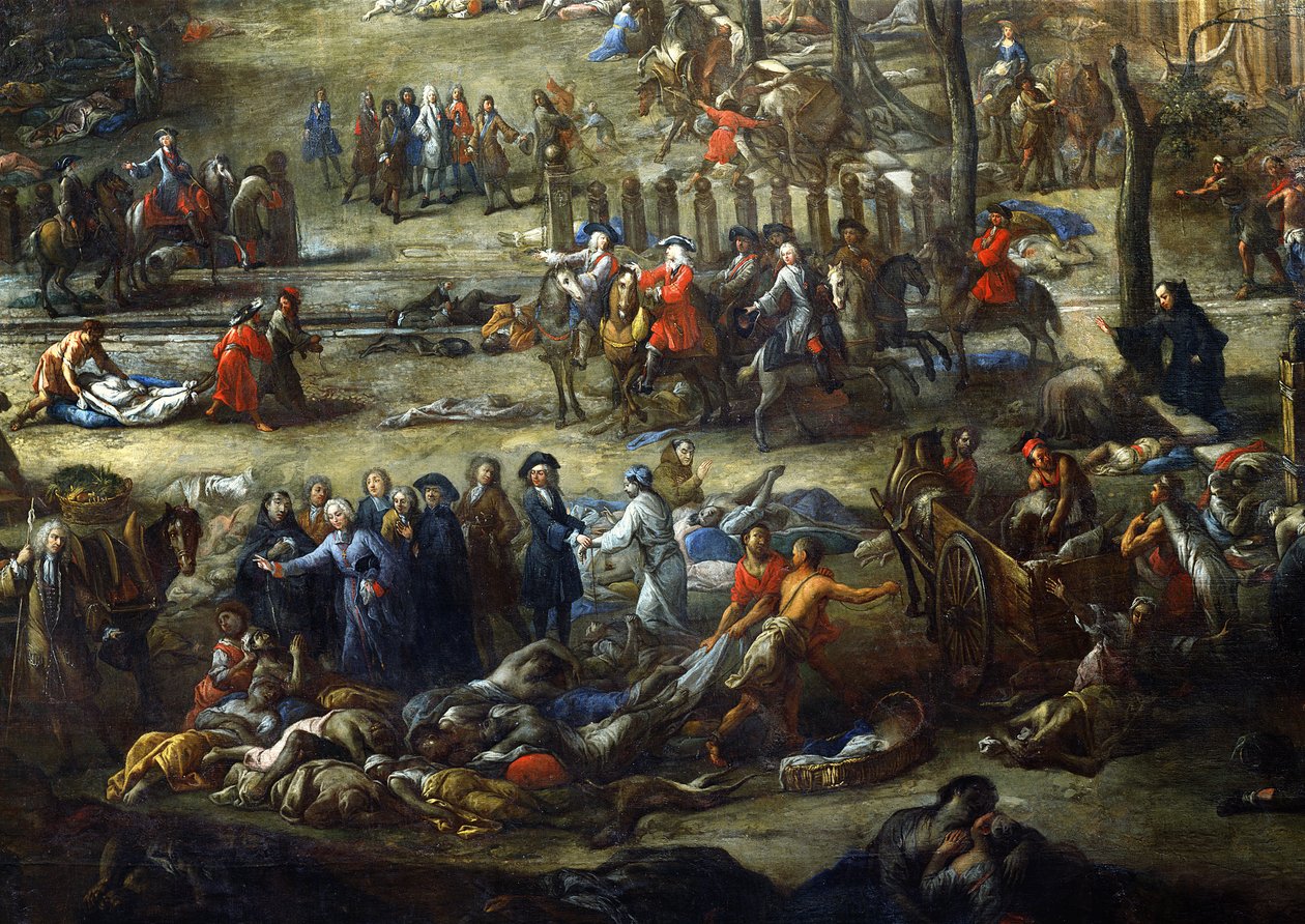 Ansicht des Cours Belsunce, Marseille, während der Pest von 1720 (Detail) von Michel Serre