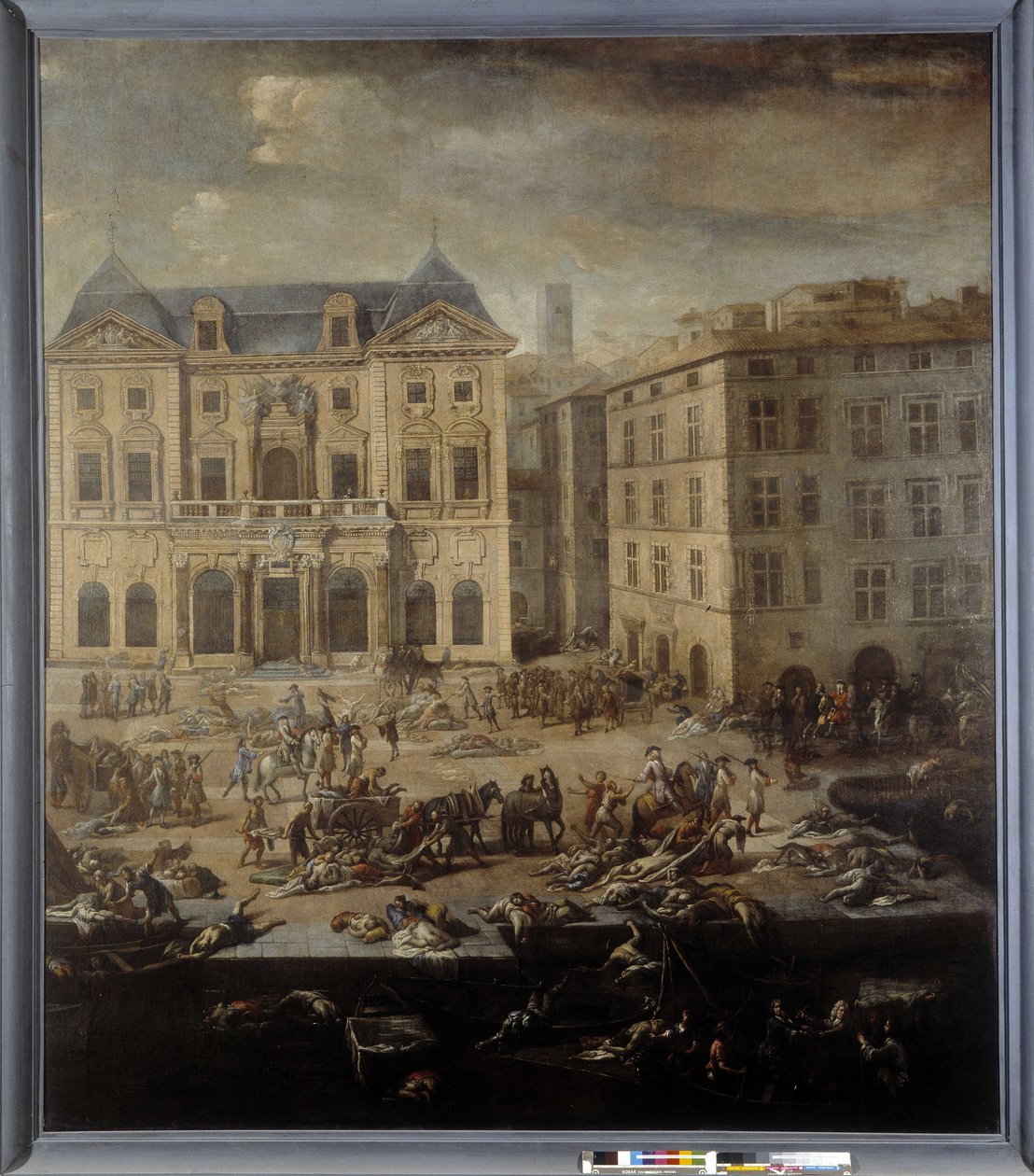 Blick auf das Rathaus von Marseille während der Pest von 1720 von Michel Serre