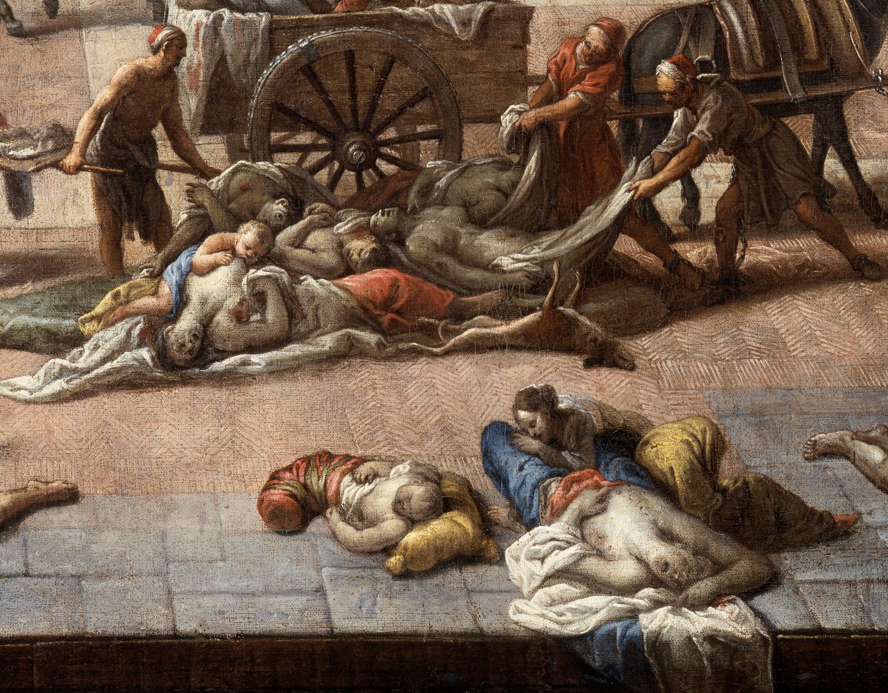 Ansicht des Rathauses (von Marseille) während der Pest von 1720 von Michel Serre