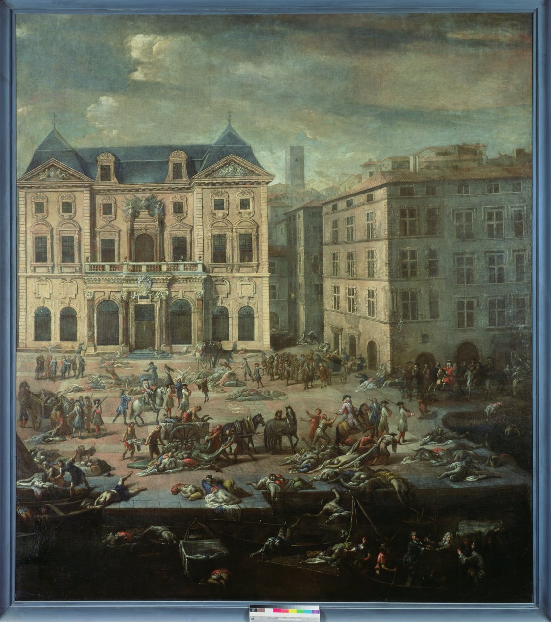Ansicht des Rathauses von Marseille während der Pest von 1720 von Michel Serre